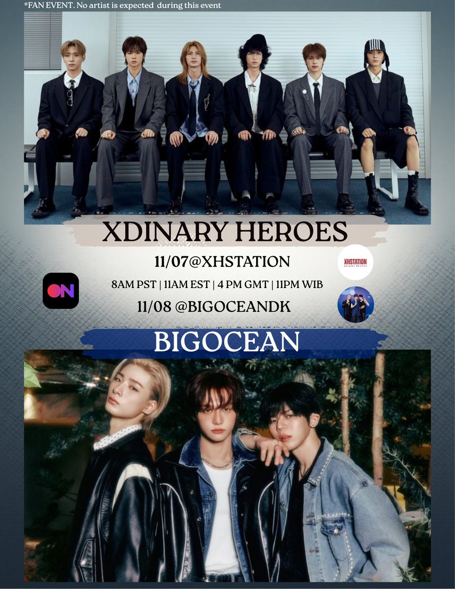 BIGOCEAN x XDINARY HEROES 💙😈

Another collab for the books! 🤩Join us for DAY1 Tomorrow!

11/7 8AM PST | 11AM EST
📍stationhead.com/xhstation
11/8 8AM PST | 11AM EST
📍stationhead.com/bigoceandk

<a href="/big_ocean_radio/">Big_Ocean_Stationhead</a> <a href="/Big_O_cean/">Big Ocean_official</a> <a href="/XH_official/">Xdinary Heroes</a> #Villains #Pado #XdinaryHeroes #BigOcean