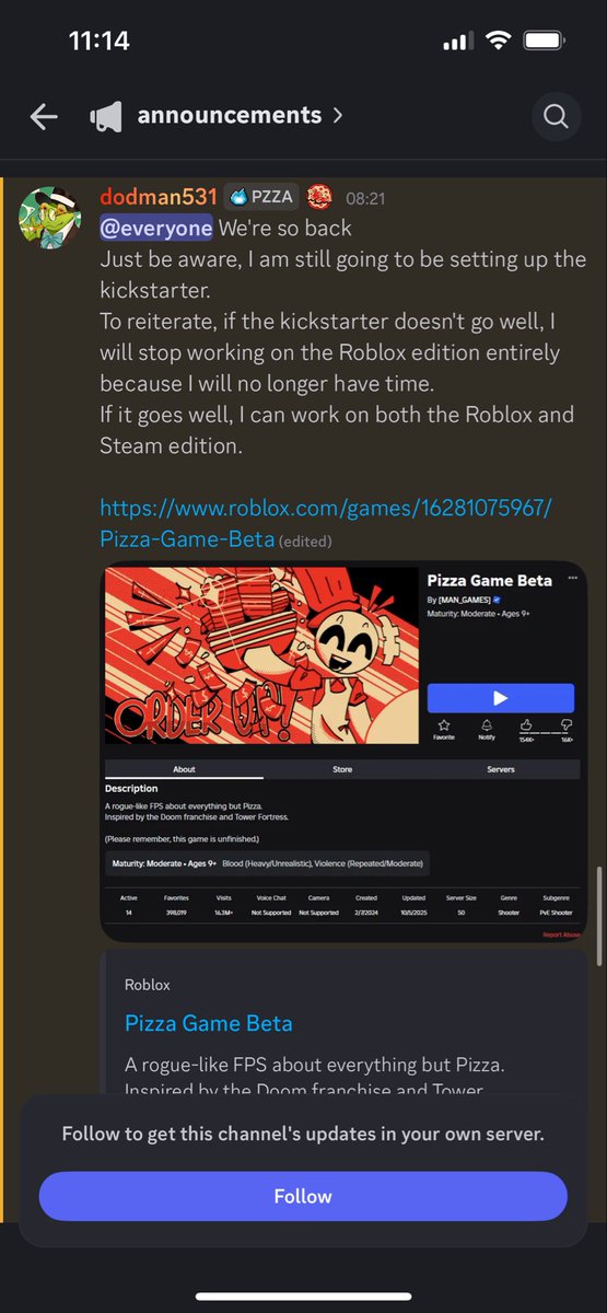 insnern's tweet image. WAKE UP BOTCHES #PIZZAGAMEBETA GOT UNAGE RESTRICTED!!!!!!!

And if there’s a kickstarter we AR GOING TO SUPPORT IT!!