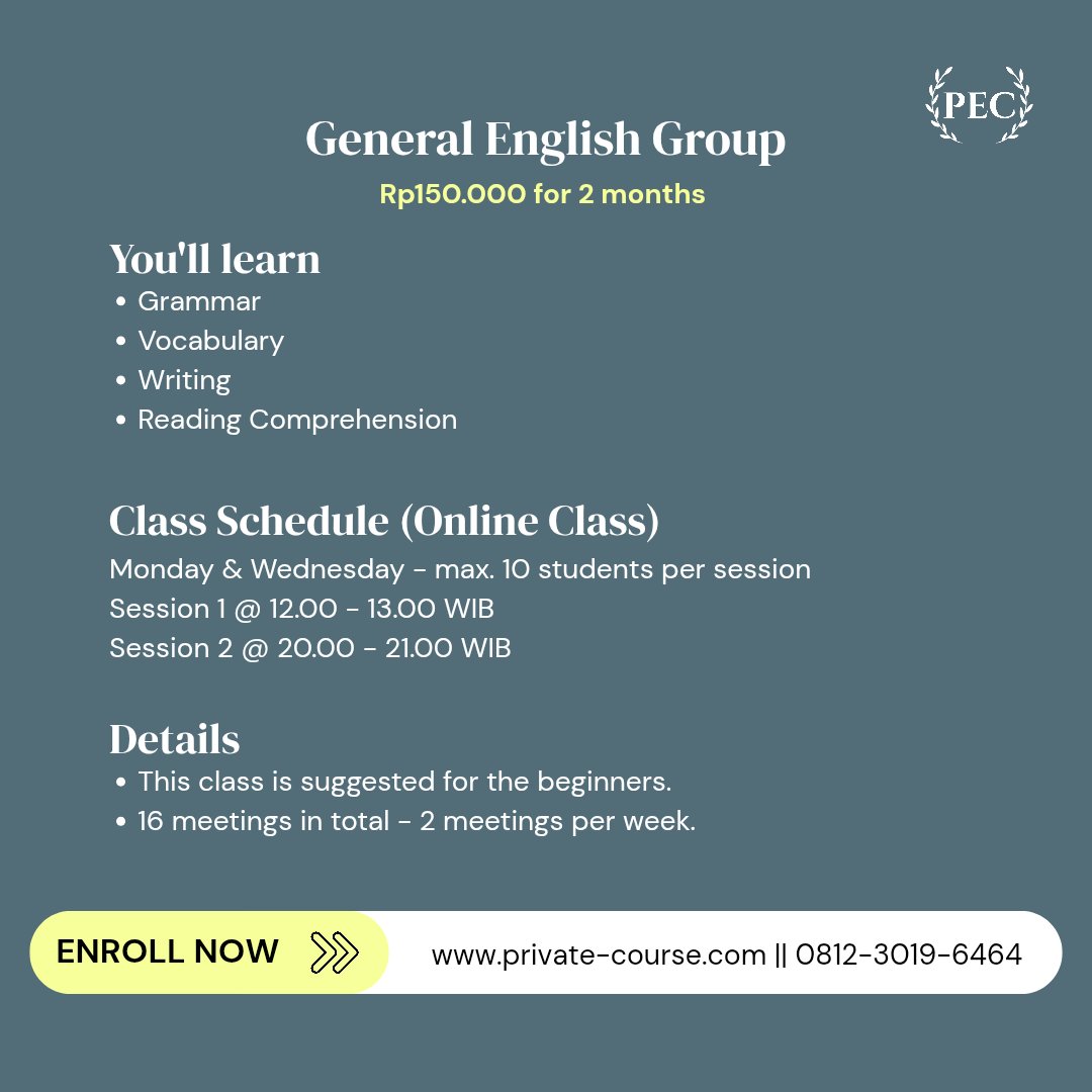 The PEC (Kursus Bahasa Inggris Privat) tweet media