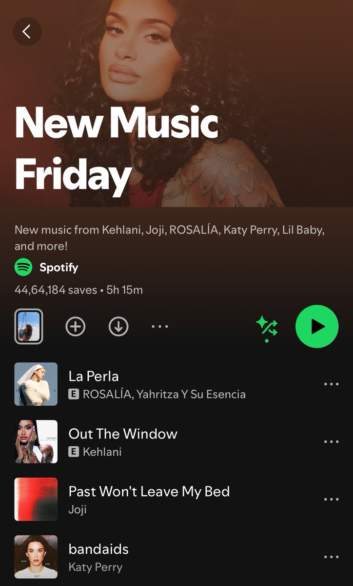 kaxishk's tweet photo. Dear @capitolmusic @katyperry,

Bandaids is #4 on New music friday &amp; nothing on Today’s Top Hits?? while Rosalia who released with you rn getting that #1 on both. you see the problem?? you are a MEGA POPSTAR https://t.co/SvCov32aUc