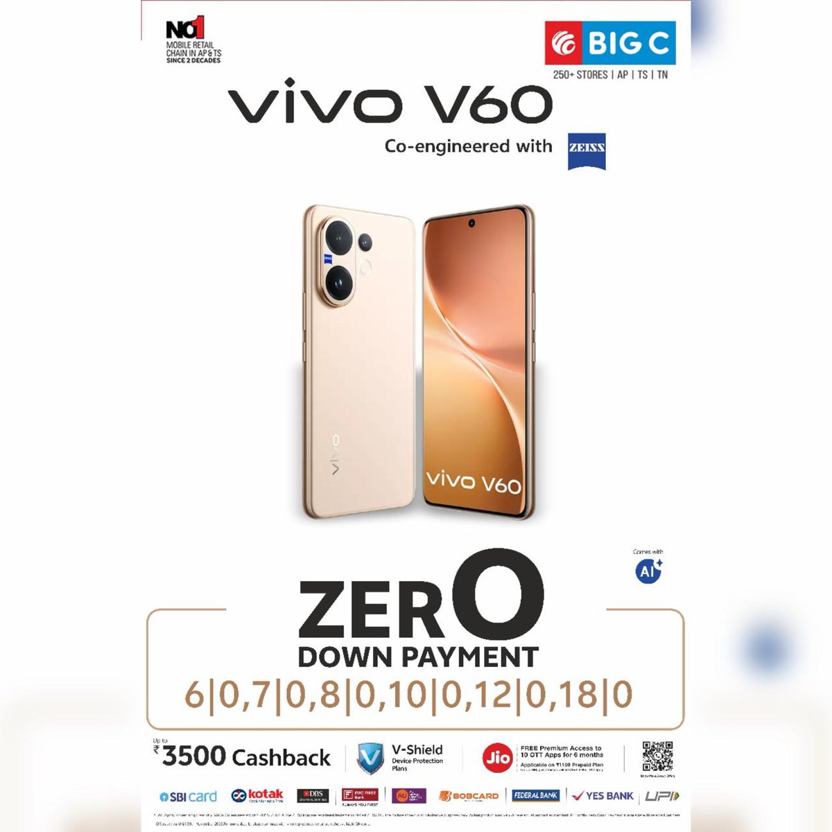 BigCMobilesIND's tweet image. 📱✨ Buy Vivo V60 at Big C Mobiles! ✨📱
Experience the power of innovation with the new Vivo V60
T&amp;amp;C Apply
🚀Shop Now: bigcmobiles.com
Call Us: 1800 1234578

#bigcmobiles #vivov60 #vivoindia #smartphonedeals #cashbackoffer #vshieldprotection #jiooffers #zerodownpayment