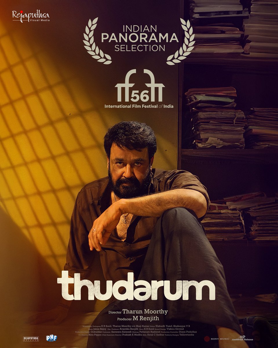talk2tharun's tweet image. Honoured and delighted to share that #Thudarum is an official selection at the 56th International Film Festival of India (IFFI) in the Indian Panorama category. Thank you for this incredible recognition!

@Mohanlal @IFFIGoa