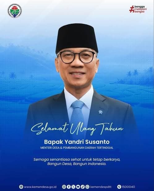 ArieFirdausyi's tweet photo. Kami ucapkan selamat ulang tahun ke 51 tahun bapak Menteri, semoga panjang umur, sehat, sukses dan bahagia selalu. Amin🤲
#SelamatUlangTahunPakMendes
#SelamatUlangTahunPakYandriSusanto
#HBDPakMendes
#TPPBanten
#TPPKabLebak

@prabowo
@YandriSusanto27
@ArizaPatria https://t.co/Kprrcei17u