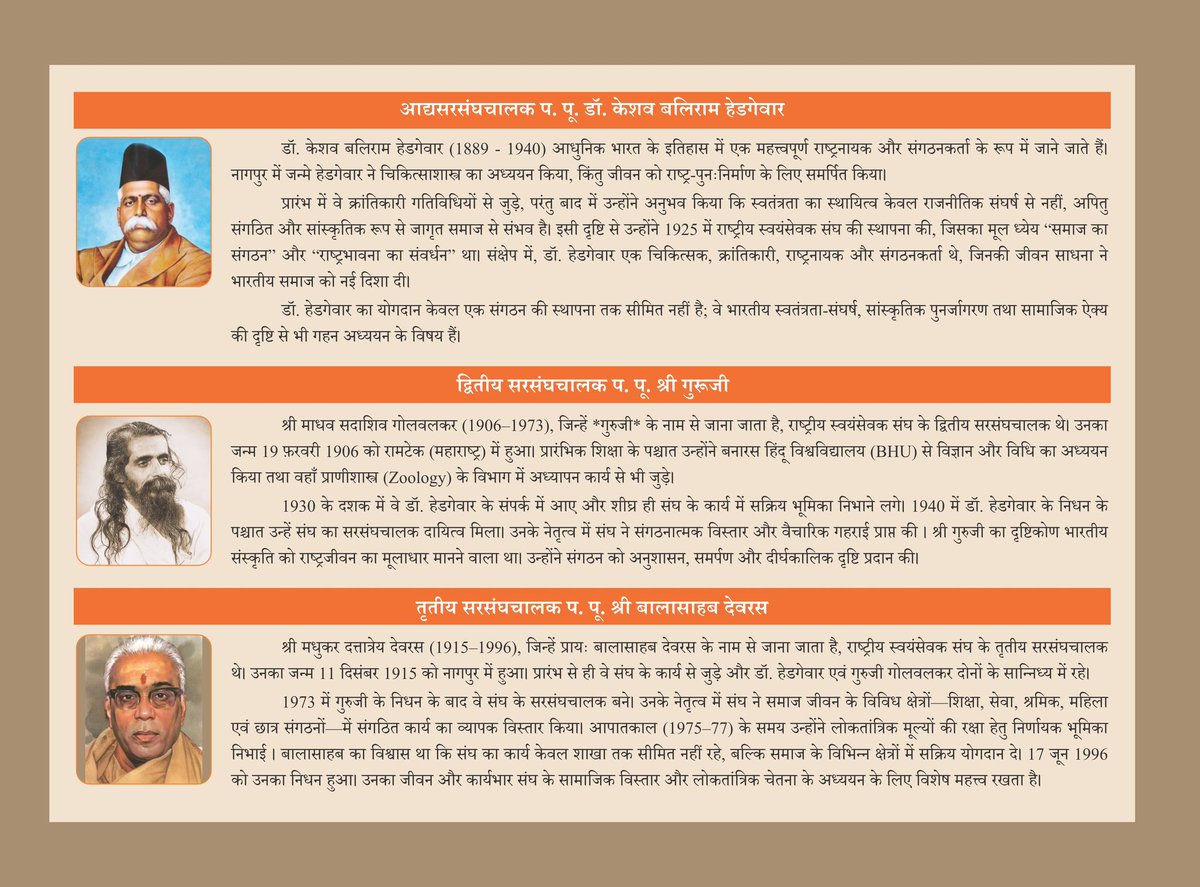 bvmgujarat's tweet photo. भारतीय विचार मंच आपको हार्दिक आमंत्रण देता है 

राष्ट्रीय स्वयंसेवक संघ के शताब्दी वर्ष (1925–2025) के उपलक्ष्य में आयोजित —
✨ “राष्ट्रीय स्वयंसेवक संघ की शताब्दी यात्रा : नेतृत्व की दिशा और भूमिका” ✨

✨Exhibition – Multimedia Show – Vyakhyanmala 

📚 चार दिवसीय Vyakhyanmala में संघ की सौ वर्षों की प्रेरक यात्रा, नेतृत्व की भूमिका और ऐतिहासिक पड़ावों पर गहन चर्चा होगी।
🎥 साथ ही विशेष Exhibition और Multimedia Show में शताब्दी यात्रा (1925–2025) के महत्वपूर्ण दस्तावेज़, घटनाएँ और प्रेरक प्रसंग जीवंत रूप में प्रस्तुत किए जाएंगे।

📅 11 से 14 नवम्बर 2025
🕔 प्रतिदिन शाम 5:00 से 8:00 बजे तक
📍 गुजरात यूनिवर्सिटी कन्वेंशन एंड एक्ज़िबिशन सेंटर, अहमदाबाद

🙏🏻 आइए, इस Exhibition – Multimedia Show – Vyakhyanmala की त्रिवेणी का हिस्सा बनें और अपने सान्निध्य से इसे और अर्थपूर्ण बनाएं।

#शताब्दी_यात्रा #भारतीयविचारमंच #RSS100Years #Exhibition #MultimediaShow #RSS #Vyakhyanmala   #नेतृत्व_की_दिशा