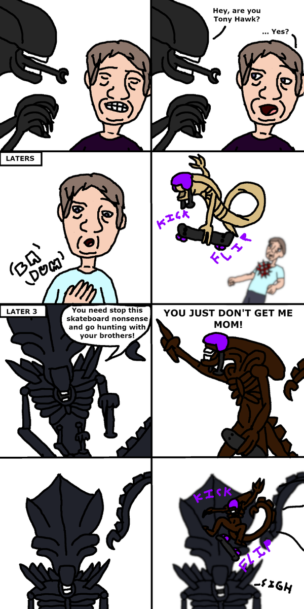 Just finished watching Alien: Earth.

I loved it. It feels like someone wrote a fan fic after watching the first Alien movie and then used all their power to make it a reality. I really hope it gets a season 2.

Also, here's an Alien comic I drew a couple of years ago.