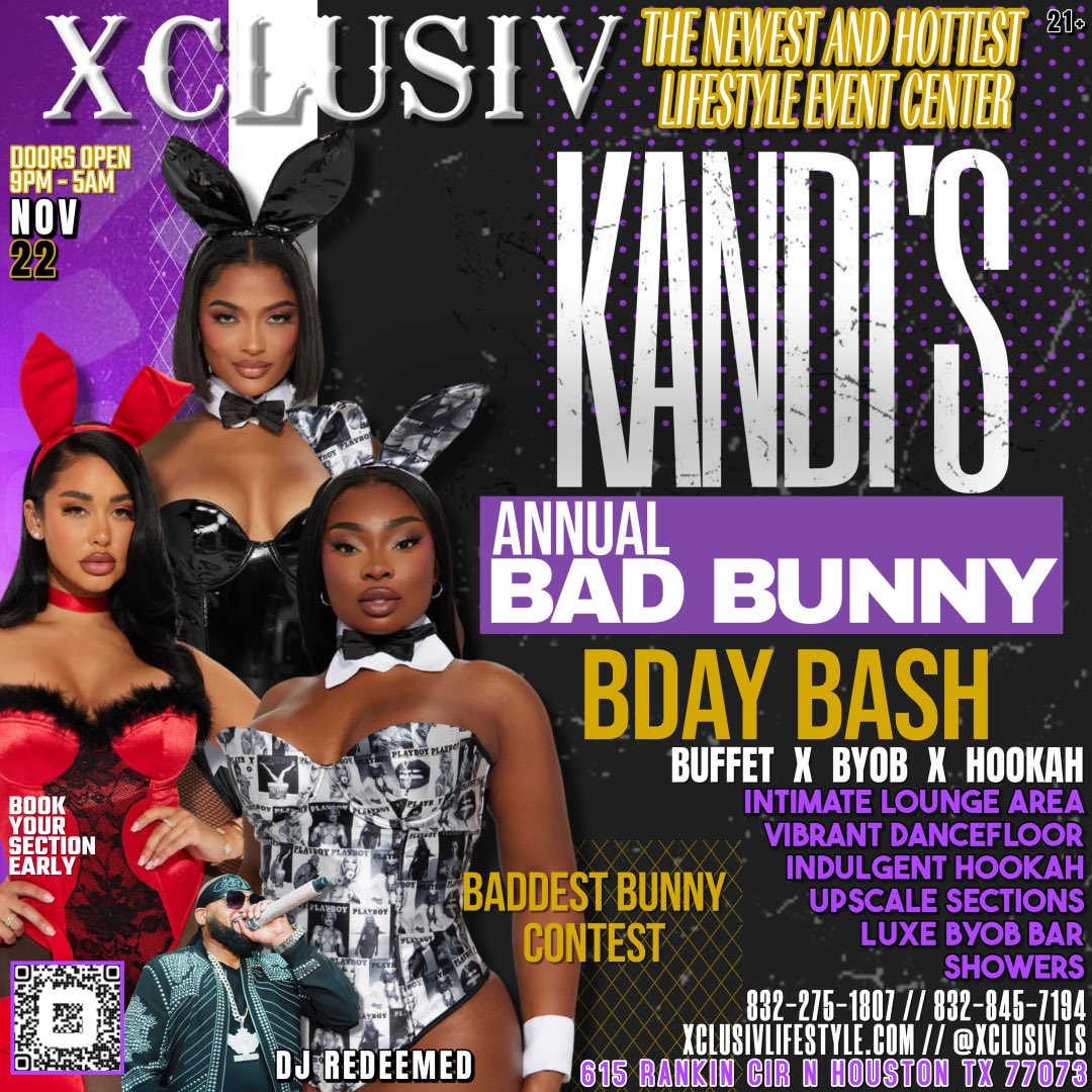 XCLUSIVLS's tweet photo. ❌WEEKEND LINEUP❌
Friday- FREE ENTRY🔥 Before 11 w/ RSVP‼️
Saturday- ABC PARTY😈😈😈
Slow Burn Sunday🥵🥵🥵
#Swingtok #Lifestyle #Swingers #HoustonNightlife
#HoustonLifestyle #Swinging #HoustonHotspots #Swingerslifestyle https://t.co/WPRxV6iy0Z