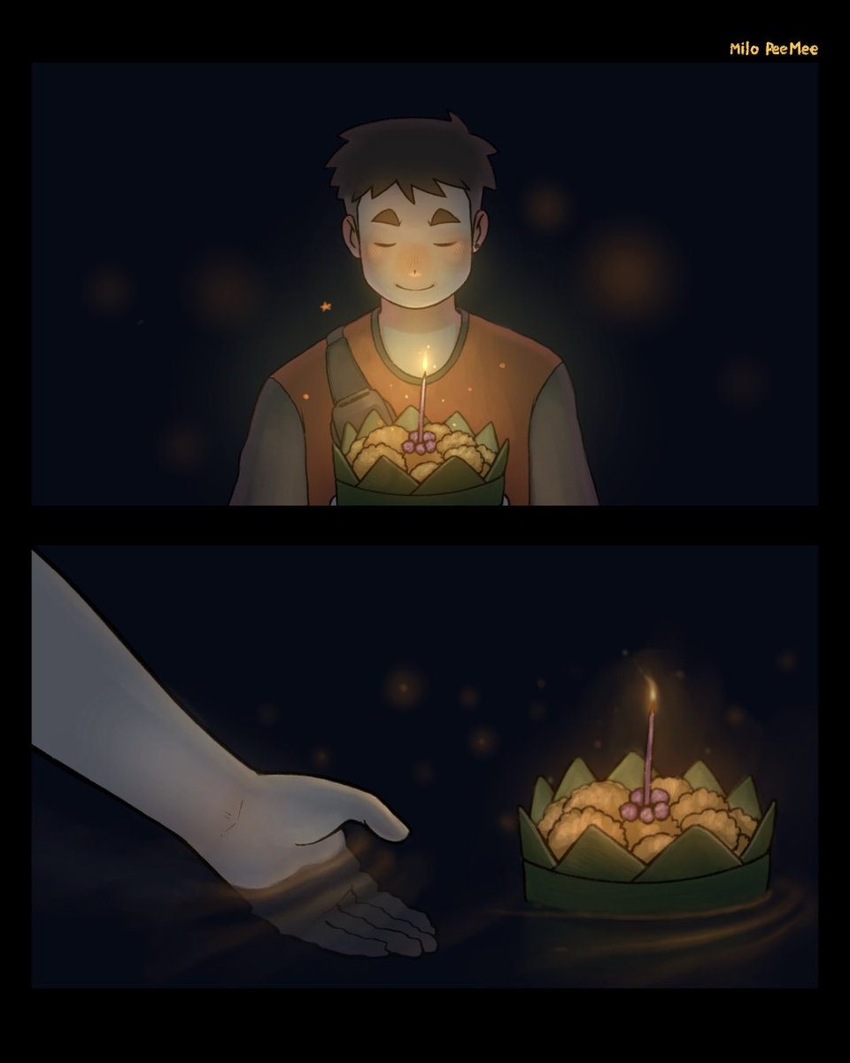 MPeemee's tweet photo. When two krathongs meet while floating, it’s believed to be a sign of lasting love. But if they drift apart or sink, it may mean obstacles ahead — though in the end, it’s all up to fate and what you believe.🌕🪷✨

Happy belated Loy Krathong Day💖 https://t.co/VZ4woaIXCC