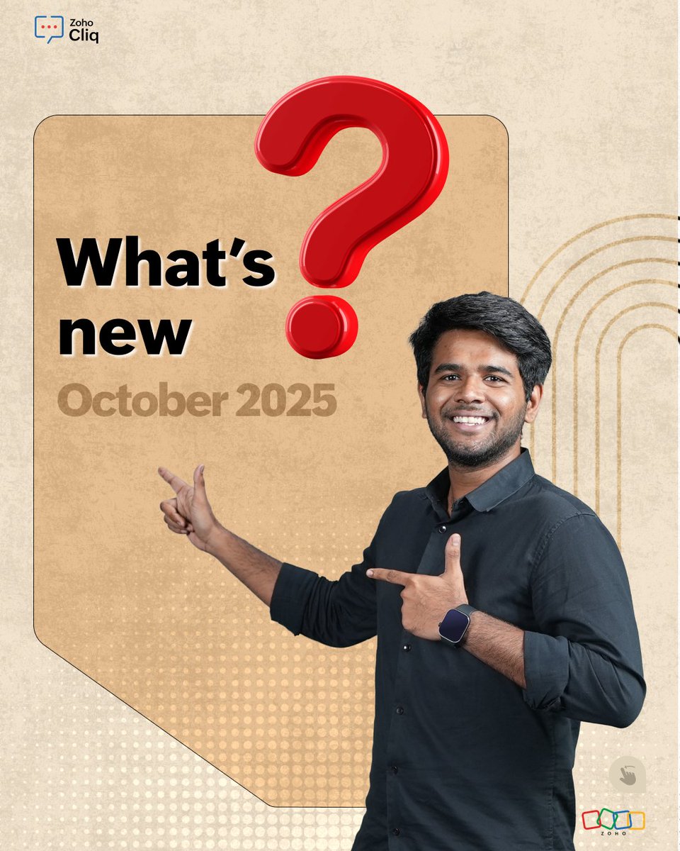 ZohoCliq's tweet image. Missed our #October updates? Here’s everything new in Zoho Cliq!