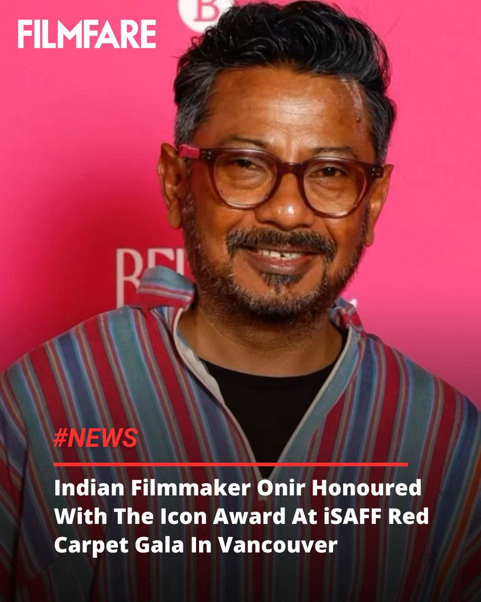 filmfare's tweet photo. National Award-winning filmmaker #Onir honoured with the Icon Award at the International South Asian Film Festival (#iSAFF) Red Carpet Gala in Vancouver. The award recognises individuals whose work has made a lasting impact on cinema and culture.
Onir who has been the leading voice for years has directed landmark queer themed films such as My Brother Nikhil and I Am and has consistently created cinema that pushes boundaries, highlights underrepresented voices, and sparks dialogue around issues often left outside the mainstream.
This year’s festival also hosted the screening of Onir’s latest upcoming film, the queer love drama #WeAreFaheem and #Karun.
Read more through the link in bio.
#News