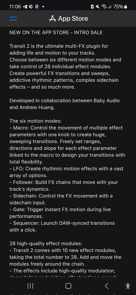 gavinski_s's tweet image. Transit 2, the multi fx / motion fx / transition designer by @BabyAudio and @andrewhuang is now out for iOS on a $10 intro sale. Runs on iPhone as well as iPad btw! I&apos;m looking forward to checking it out.

#AUv3 baby audio #plugin