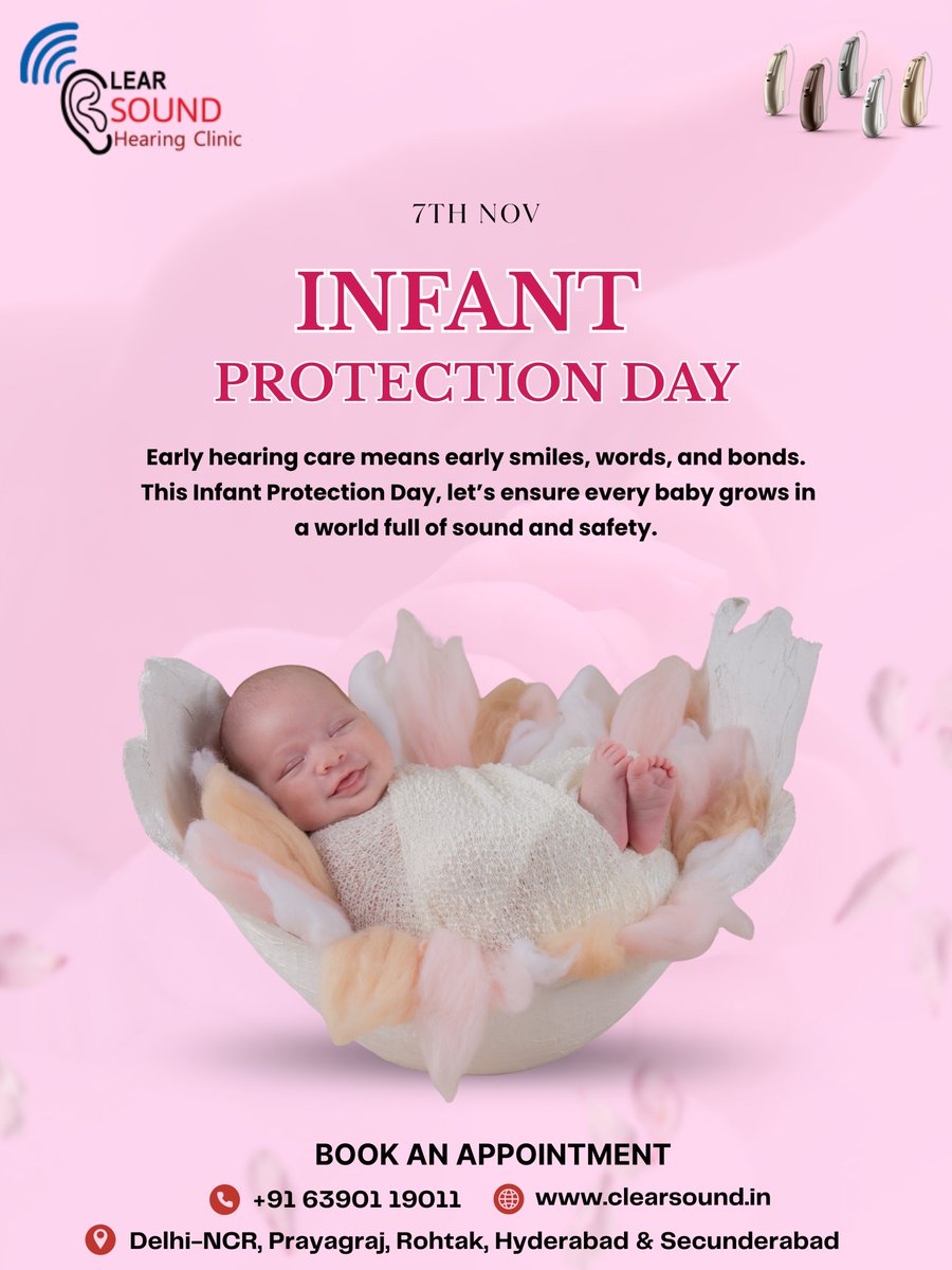 ClearSoundDelhi's tweet photo. At Clear Sound, we believe every infant deserves a healthy start — including the gift of hearing.
Let’s build a safer, sound-filled world for our little ones. 🌸

#infantprotectionday #clearsoundhearing https://t.co/DjlwQkuD7P