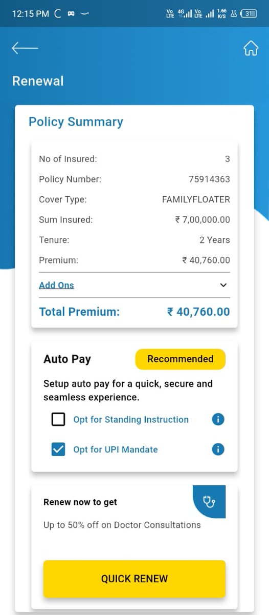arjun_kiraad's tweet photo. Tried contacting Care Insurance for a month to renew my policy,but no executive responds.IVR just sends a link &amp; disconnect,can’t talk to anyone. Renewal shown 30K on Sep 23,now 40K,still pending. Very disappointed
#Carehealthinsurance #ConsumerRights @careinsuranceIN @irdaindia https://t.co/fqFOUUEBmG