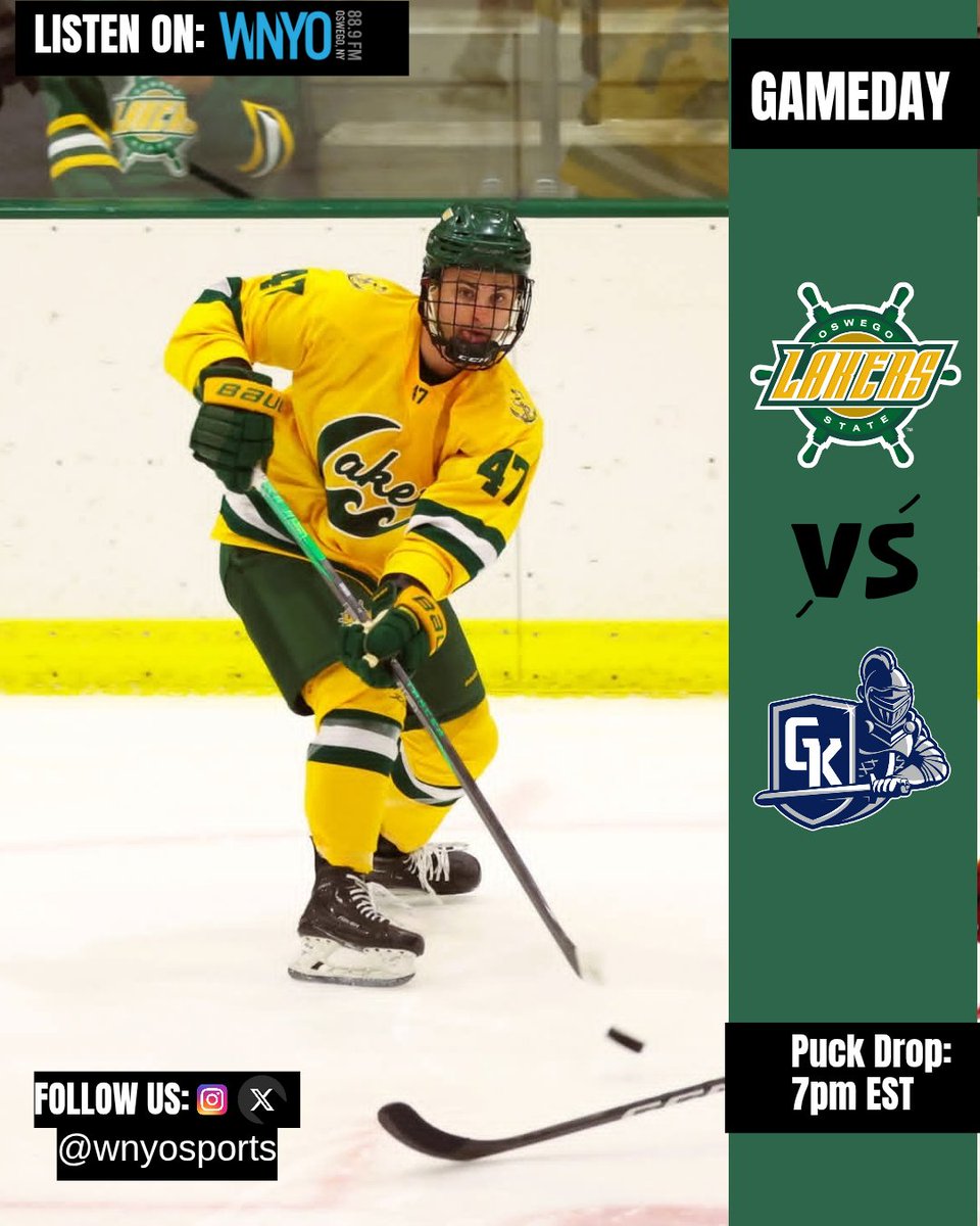 🚨 GAMEDAY🚨: ROAD TRIP! 🚌💨

The boys are starting their season off with a good one! As the #10 Lakers head into Geneseo to take on the #5 Knights! PUCK DROP IS 7PM!

⏰: @ 7:00PM EST 

📌: Ira S. Wilson Arena

📻: WNYO stream 1 

#gameday #sports #college #collegesports