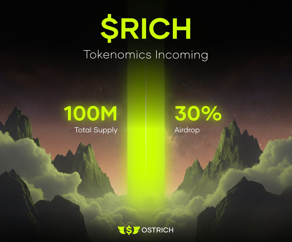 Tokenomics + Transparency Focus
In a world full of hype <a href="/Ostrich_HQ/">Ostrich</a> delivers numbers that speak.
$RICH launches with a 100M total supply and a clear $200M market vision no hidden mechanics, no smoke

Every trade, every buyback, and every market action is fully transparent onchain