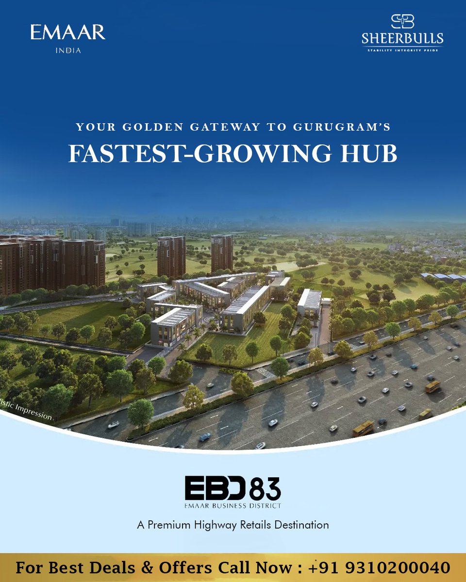 sheerbulls's tweet photo. Gurugram’s fastest-growing hub is here!
Discover Emaar EBD 83 – your premium highway retail destination redefining business visibility &amp; growth on NH-8.
📞 Call for offers: +91 9310200040

#EmaarIndia #EBD83 #Gurugram #RealEstate #CommercialProperty #BusinessHub #RetailSpaces https://t.co/7P0kZUsiqy