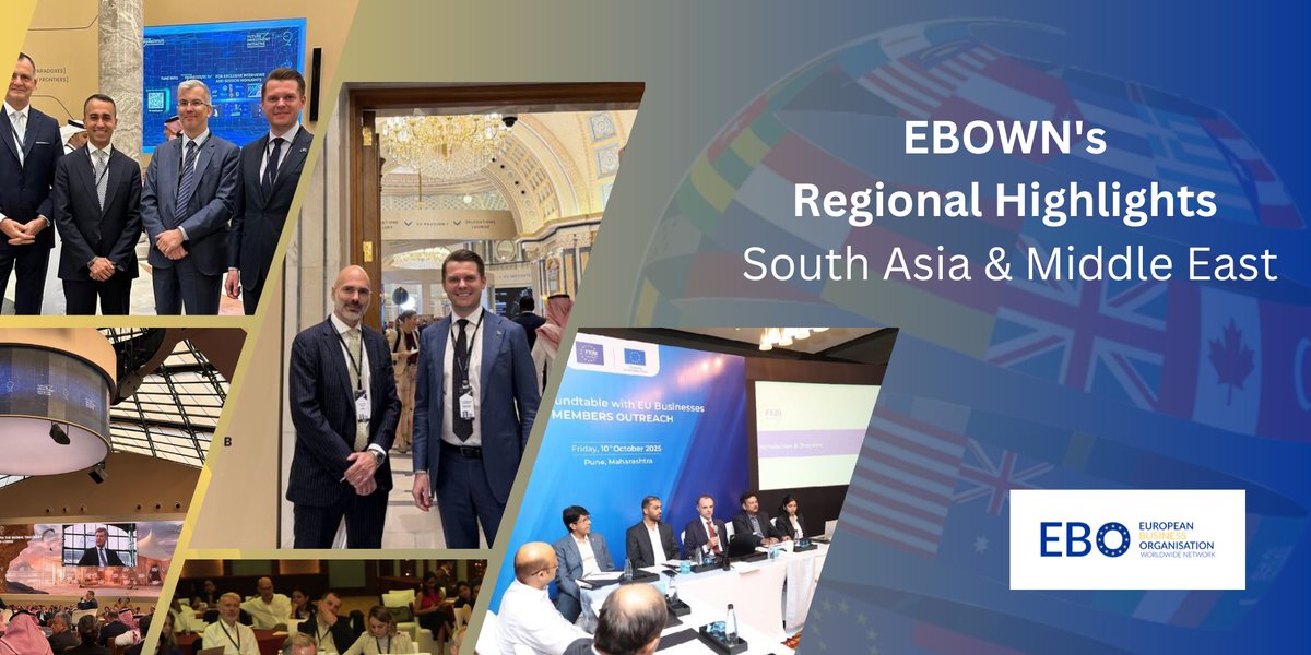 EBOWN spotlight: 🇮🇳 EBO India connected EU &amp; Indian firms in clean energy, mobility &amp; green finance, driving innovation ties. 🇸🇦 EBO Saudi Arabia joined the Future Investment Initiative, strengthening EU–Saudi collaboration in sustainability &amp; investment. bit.ly/49Gl8Wt