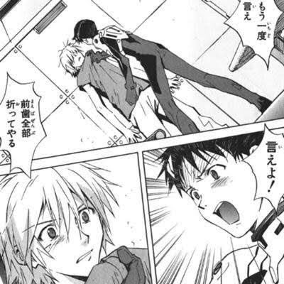 エヴァ再燃の原因なのですが、TLでたまたま貞本先生の漫画版エヴァのこのシーンを見かけたためです(*´艸｀*)

アニメ版や新劇ではシンジくんがカヲルくんに絶対言わなさそうな台詞w

他にも漫画版ではやたら男らしいシンジくんが見れてオススメです(*´∀｀*)