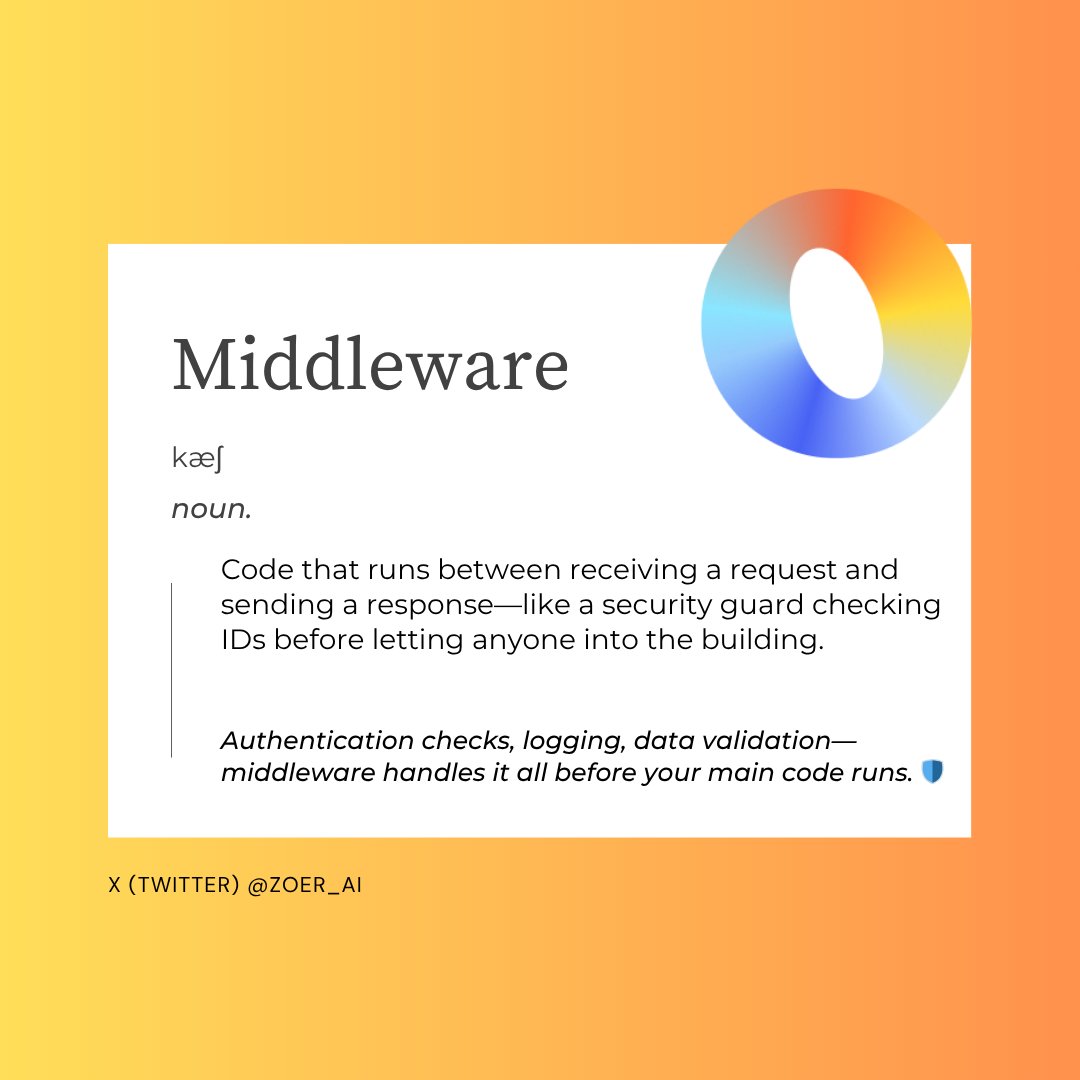 Zoer_ai's tweet image. ✨ In Zoer: When you enable authentication or file upload, middleware is automatically added to protect routes and validate data.

No manual configuration—just describe what should be protected.

#AIGlossary #FullStackAI #NoCode