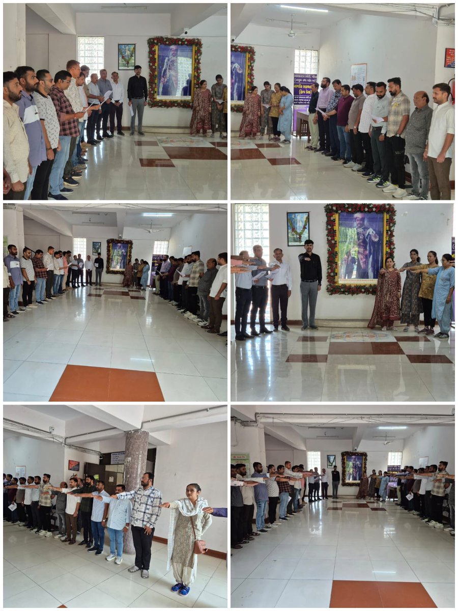 આજ તા.૭/૧૧/૨૫ નારોજ તાલુકા સેવા સદન ગોંડલ ખાતે પ્રાંત અધિકારીશ્રી ગોંડલની અધ્યક્ષતામાં કચેરી સંકુલ ખાતે"વંદે માતરમ્"૧૫૦ની ઉજવણીના ભાગ રૂપે કચેરીના તમામ અધિકારીશ્રીઓ/કર્મચારીશ્રીઓ દ્વારા રાષ્ટ્ર ગીત"વંદે માતરમ્"ના મુળ સ્વરૂપનું સમુહગાન કરવામાં આવ્યું તેમજ સ્વદેશીની શપથ લેવામાં આવી