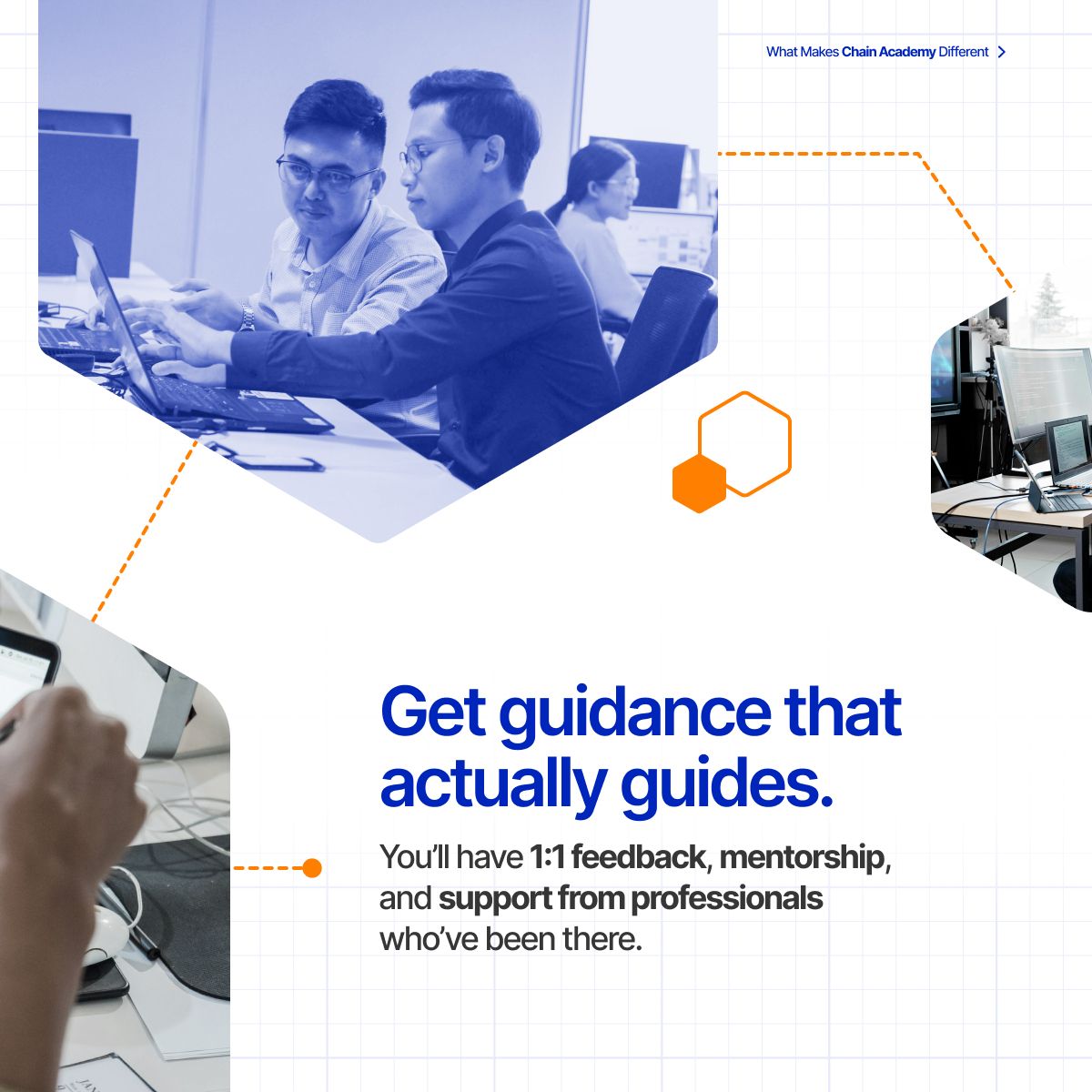 chainacademy_'s tweet image. Here’s What Makes Chain Academy Different:

Project-First Learning
Latest Industry Tech
Expert 1:1 Mentorship

Last chance to enroll for our Bootcamp this November: buff.ly/FCOquV9 

#ChainAcademy #ChainBootcamp #LimitlessLearning