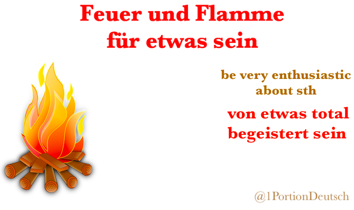 1PortionDeutsch's tweet image. #Redewendung #Deutschlernen #Deutsch #LearnGerman #German

Ihr seid doch bestimmt Feuer und Flamme für die deutsche Sprache, oder? 😉