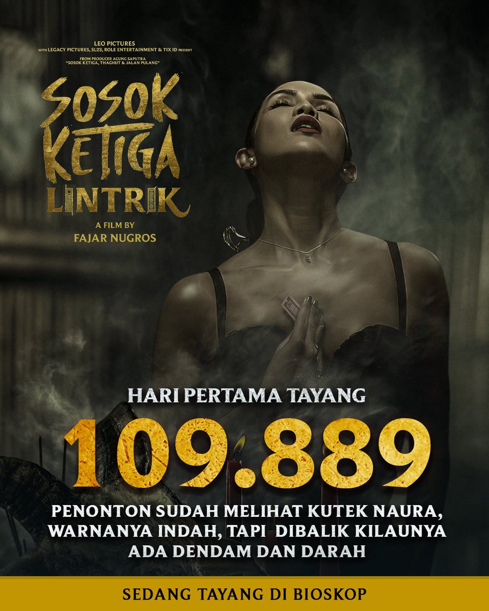 Terima kasih, Indonesia 🙏
sudah memberi ruang bagi horor lokal yang berani bercerita tentang cinta, ritual, dan dosa.

Film Sosok Ketiga Lintrik, sedang tayang di Bioskop.

#SosokKetigaLintrik #FilmSosokKetigaLintrik #LeoPictures