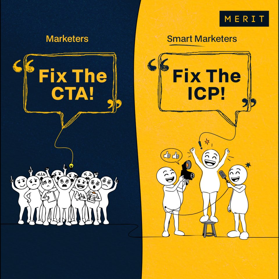 Meritdatatech's tweet image. A perfect CTA won’t save a campaign built on the wrong audience.

Get your ICP right, and everything else - messaging, targeting, conversion - falls into place.

#B2BMarketing #ICP #ABM #MarketingIntelligence #Merit