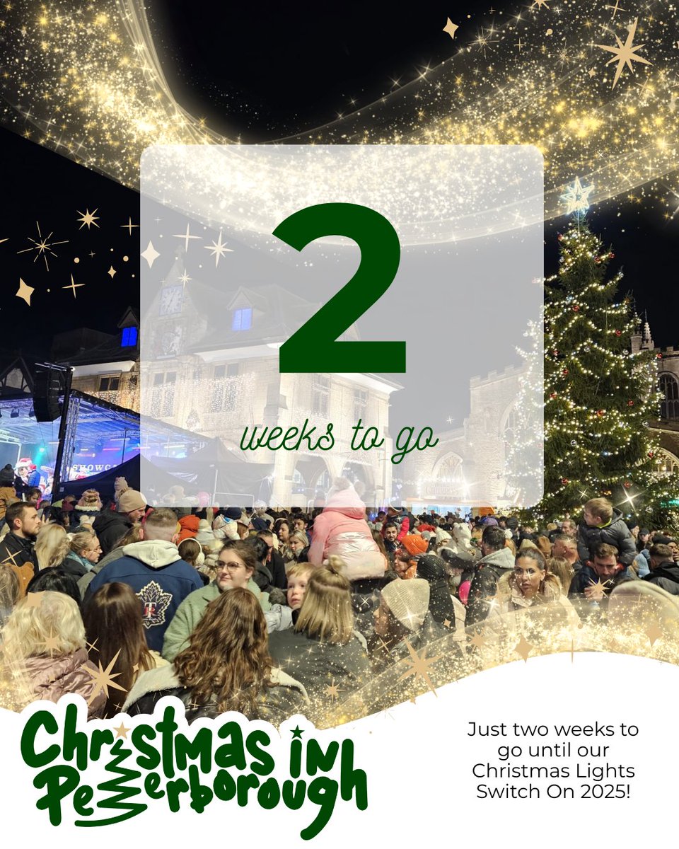 PeterboroughCC's tweet image. Only two weeks to go until Peterborough sparkles!

The Christmas Lights Switch On is almost here - music, magic, and festive cheer await!

Read more about Christmas in Peterborough this year: pulse.ly/688pesaiaq