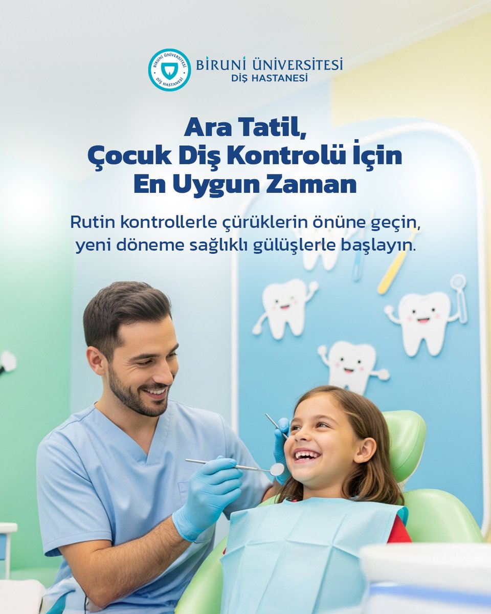 Ara tatil, çocuklar için yalnızca dinlenme değil; sağlık kontrolleri için de fırsat zamanıdır.
Rutin diş muayeneleriyle çürüklerin erken fark edilmesi, gelecekteki tedavilerin önüne geçer.

🦷 Yeni döneme sağlıklı gülüşlerle başlayın.

📞 Randevu ve bilgi: 444 8 276