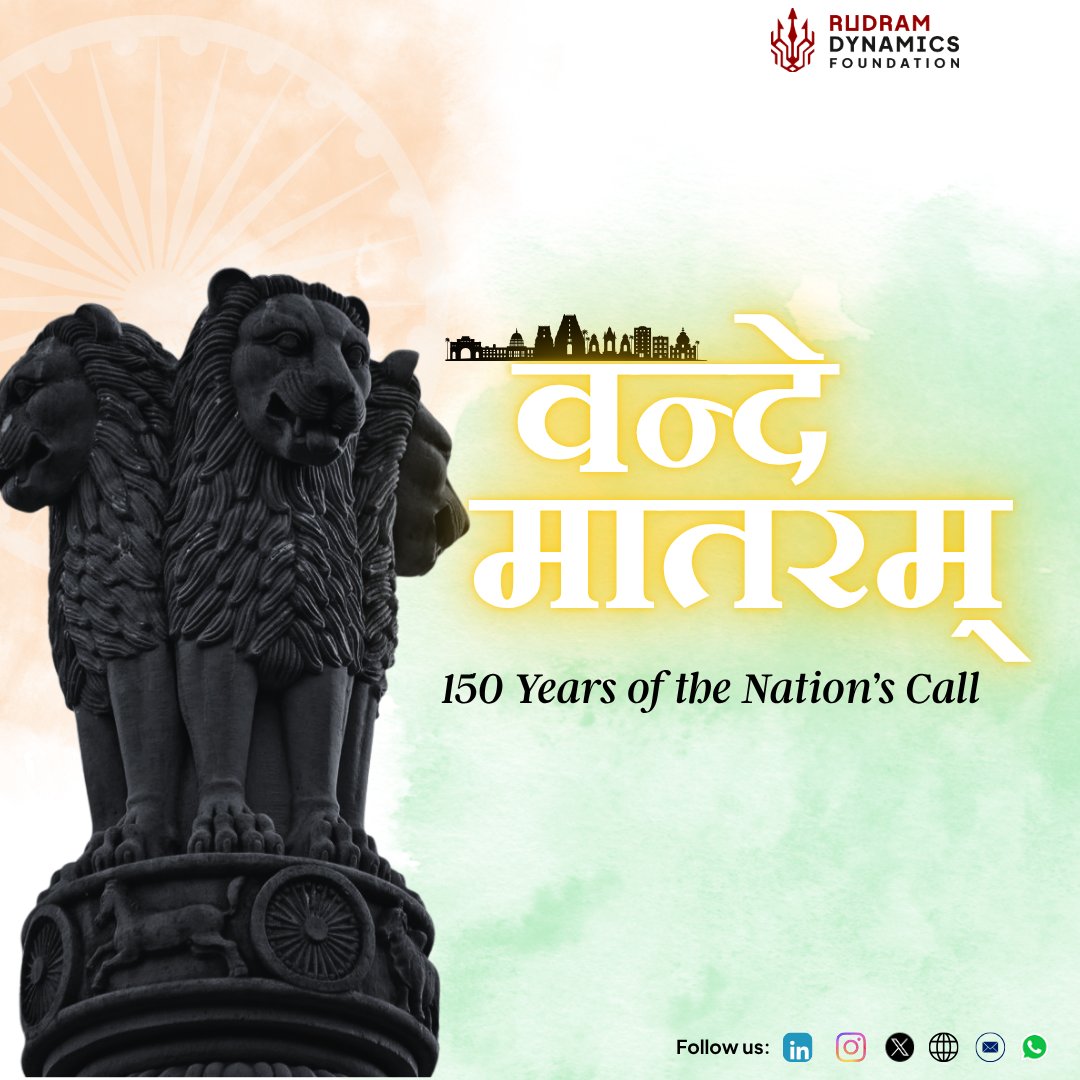 RudramDynamics's tweet image. 150 years later, Vande Mataram still lives, in every citizen who serves with integrity and pride.

It is not just sung; it is lived. 🇮🇳

Vande Mataram
A song. A spirit. A century and a half of India’s eternal voice.

#VandeMataram150 #AtmaRakshitBharat #RudramDynamics @konarkrai