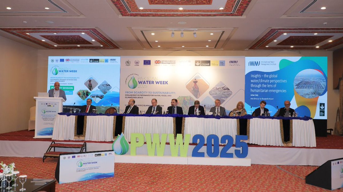UNICEF_Pakistan's tweet photo. UNICEF joined partners at the 5th #PakistanWaterWeek 2025 Plenary session where Deputy Representative @Sha_Rassool highlighted the importance of collaboration, equitable water governance, & safely managed sanitation to build a more climate-resilient future #foreverychild. https://t.co/56NuNAwj4i