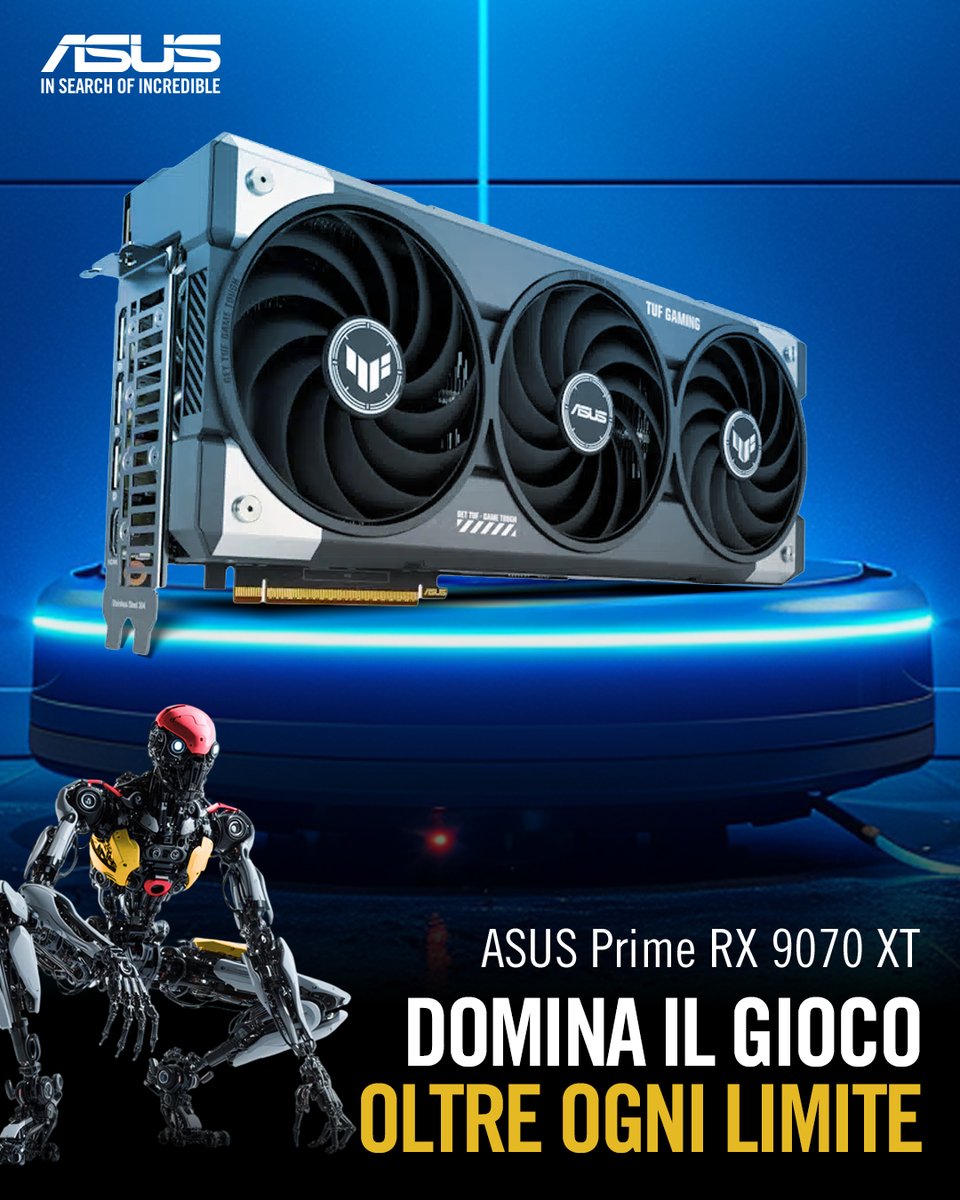 Sprigiona la potenza di ASUS Prime RX 9070XT e domina il gioco oltre ogni limite! 🔝

Con 16 GB di memoria GDDR6, e il supporto alla tecnologia Fluid Motion Frames 2.1 avrai sempre il massimo delle performance grafiche e della fluidità.

Scopri di più: asus.com/it/motherboard…