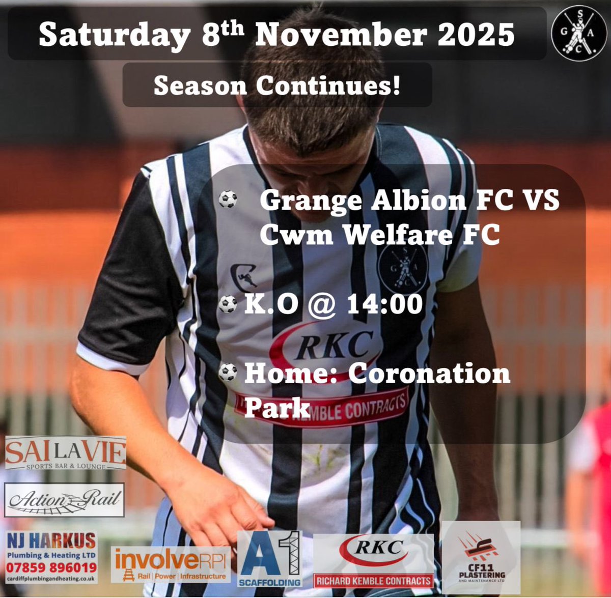 ⚫️⚪️⚽️1stTeam⚽️⚪️⚫️ 
🆚 | <a href="/CwmWelfareAFC/">Cwm Welfare AFC</a> 
🗓️ | Sat 8th November
⏰ | KO 2:00pm
🚌 | Coronation Park
🏆 | <a href="/SWPLInfo/">South Wales Premier League Info</a> <a href="/FAWales/">FA WALES</a> 
📸 |Ieuan Llewellyn 

Richardkemblecontracts.co.uk

cardiffplumbingandheating.co.uk

Leckwithbuildingsupplies.co.uk