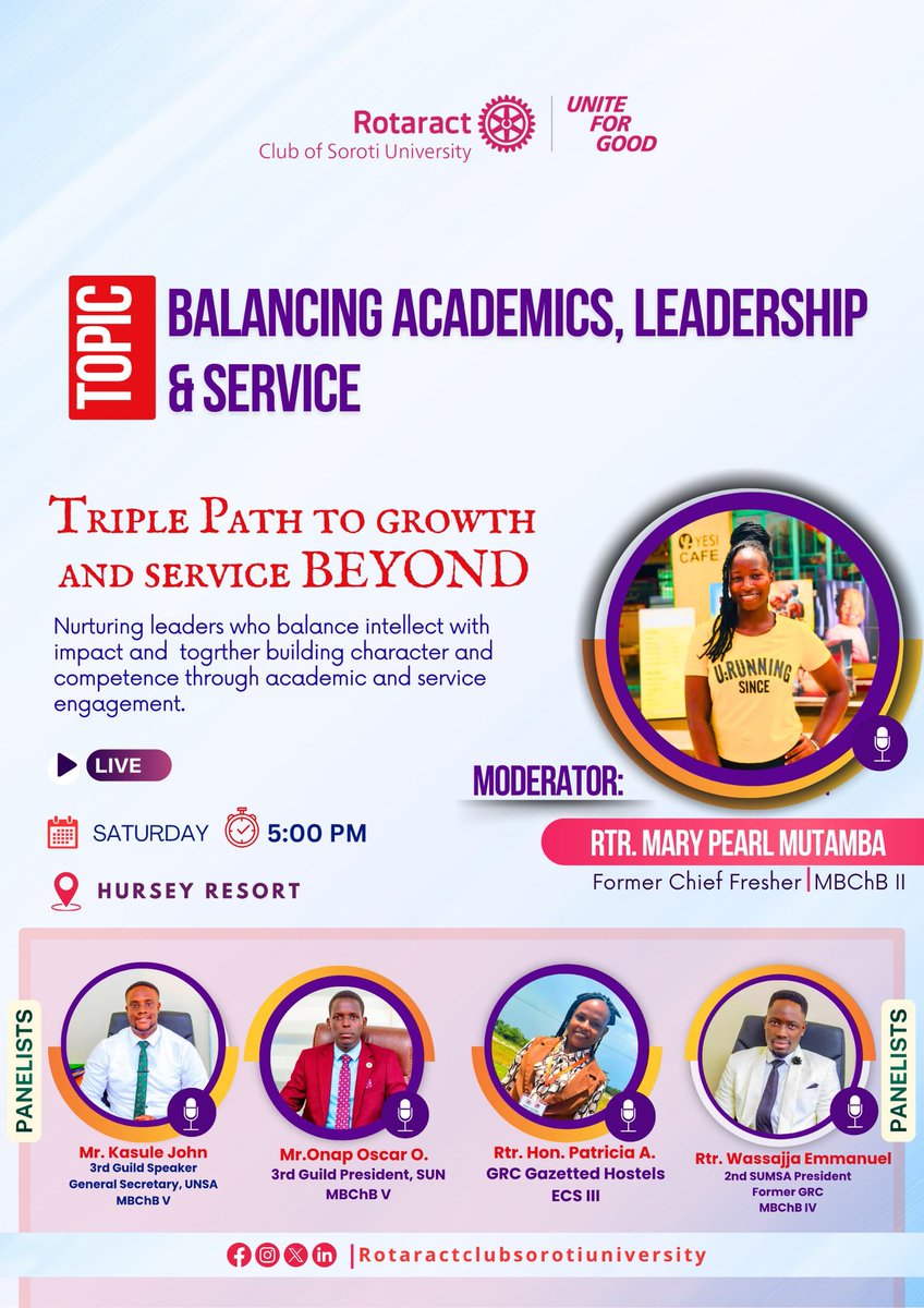 PLD session 🔔

TOPIC: Balancing Academics, leadership and Service

Listen from those that have mastered the science 🔭