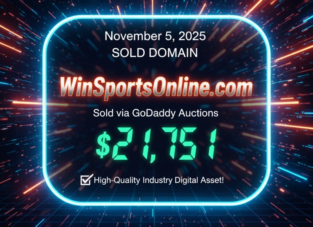 WinSportsOnline.com sold for $21,751 on GoDaddy Auctions! 💸 This domain strongly points to online sports betting and fantasy sports, a multi-billion dollar industry. It's a perfect marketing slogan and brand entry point for startups in this field! 
🏈 ❌This is not my sale