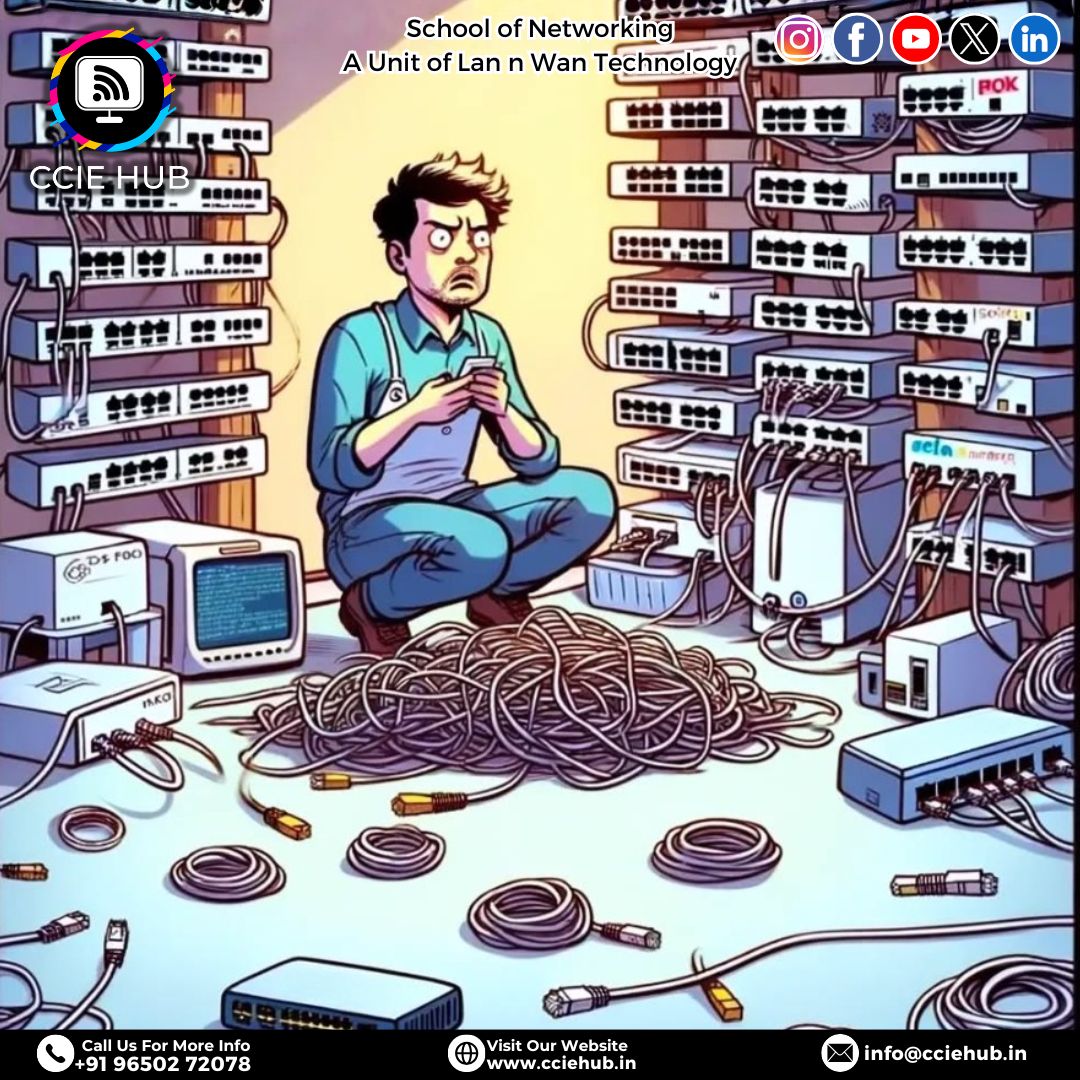 cciehub's tweet image. When you thought it was just a few cables 😅
Networking isn’t always neat — but learning with CCIE HUB makes it simple and structured! 💪
Master real-world networking challenges with us. 🌐
.
.
.
.
.
#CCIEHub #NetworkingHumor #NetworkEngineerLife #CCNA #CCNP #CCIE #NetworkingMeme