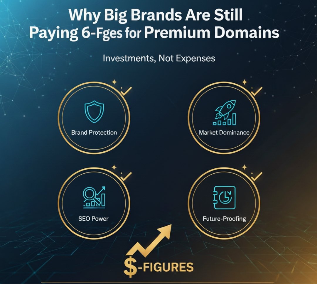 Big brands pay 6-figures for premium domains because they're investments, not expenses! 💰 It's about brand protection, market dominance, SEO power, and future-proofing. Secure your digital empire! 🚀
​#premiumdomains #domaininvesting #brandstrategy #digitalassets