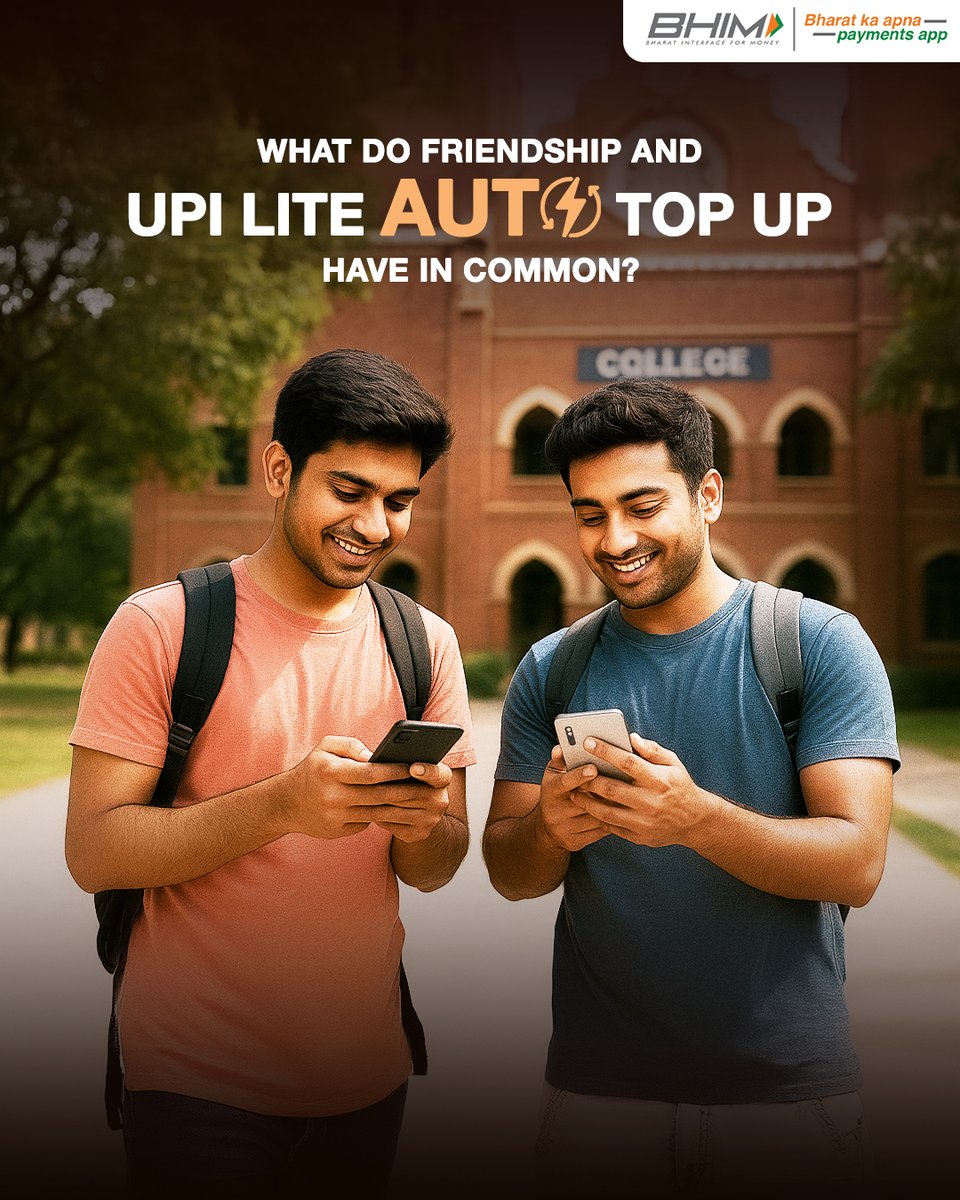 NPCI_BHIM's tweet image. True friends don't let you down and neither does UPI Lite auto top up. Keep your UPI lite wallet ready at all times! Auto-top up now available upto Rs. 4800.

#BHIM #BharatKaApnaPaymentsApp #UPILite #AutoTopUp #SeamlessPayments