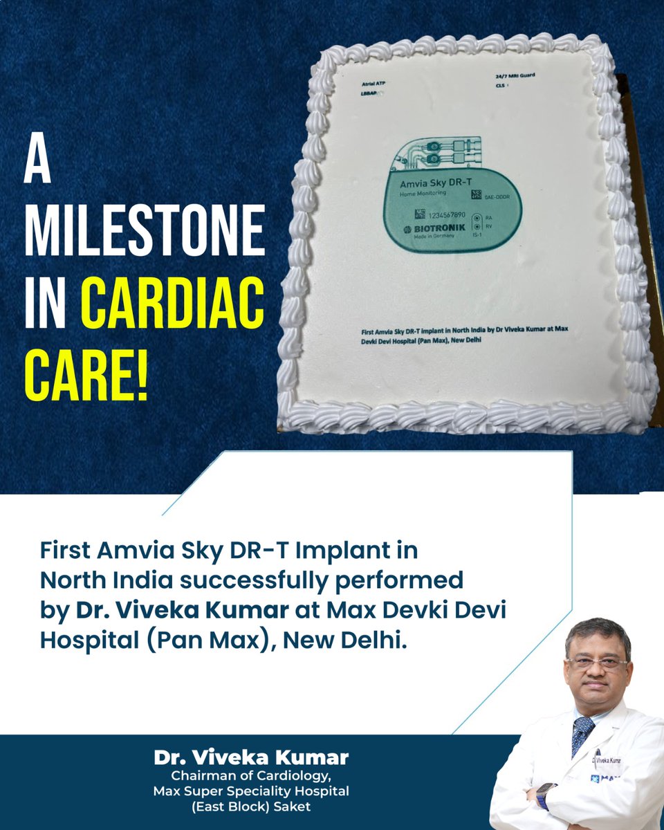 Dr_Vivekakumar's tweet image. A Breakthrough in Cardiac Innovation | First Amvia Sky DR-T Implant in North India

Contact:- +918802024222

#medicalmilestone #medicalbreakthrough  #healthcareexcellence #advancedtreatment #maxhospitalsaket #heartspecialist #drvivekakumar #cardiologist #cardiologistdelhi