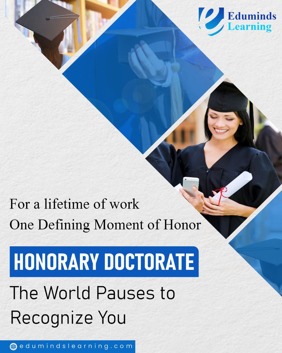 edumindslearn's tweet image. You’ve inspired others through your work. Now it’s your turn to be honored.

Celebrate your legacy with an 𝐇𝐨𝐧𝐨𝐫𝐚𝐫𝐲 𝐃𝐨𝐜𝐭𝐨𝐫𝐚𝐭𝐞 from Eduminds Learning.

#HonoraryDoctorate #EdumindsLearning #AcademicHonor