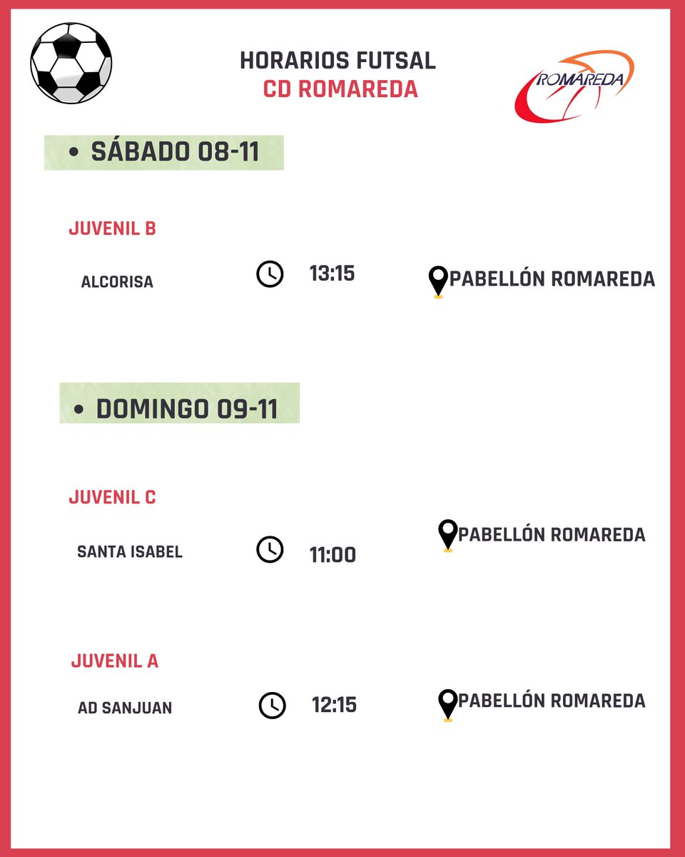 ⚽⚽
Horarios del fin de semana
Mucha suerte
💪💪