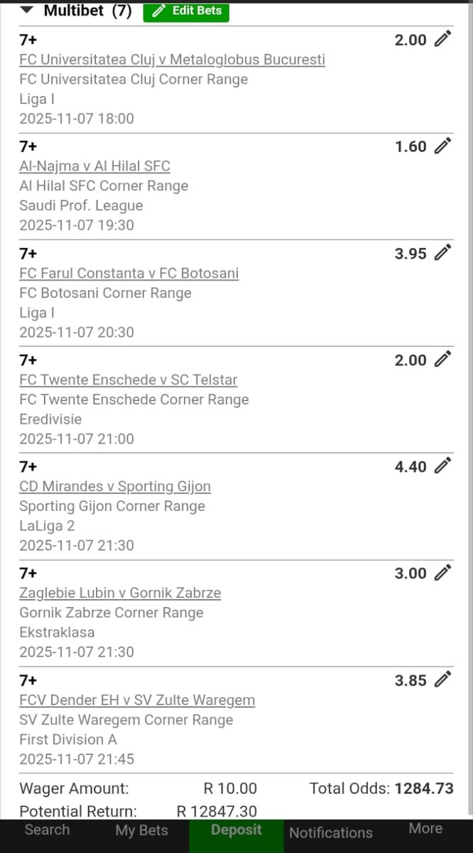 CornersCode's tweet photo. BW1F9907F0
We’re going 7+ Corners this time! ⚽🔥
Let’s make it another week BOOM 💥
Drop your slips and let’s trend again! 🚀
#7PlusCorners #CornersBoom #Betway #WeekendTicket #WinningVibes #PuntersOnly #BoomTicket #SoccerBetting #BetwayZA #BettingTwitter #GurusFamily https://t.co/BeAIhXOOXS