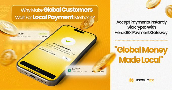 Abuchi55764796's tweet image. The world moves fast, your payments shouldn’t lag behind.

With HeraldEX, crypto payments hit your wallet in a flash, no matter where your customers are.
If you&apos;re doing business across borders, give them the speed they expect. ⚡

#HeraldEX #CryptoGateway #BlockchainPayments