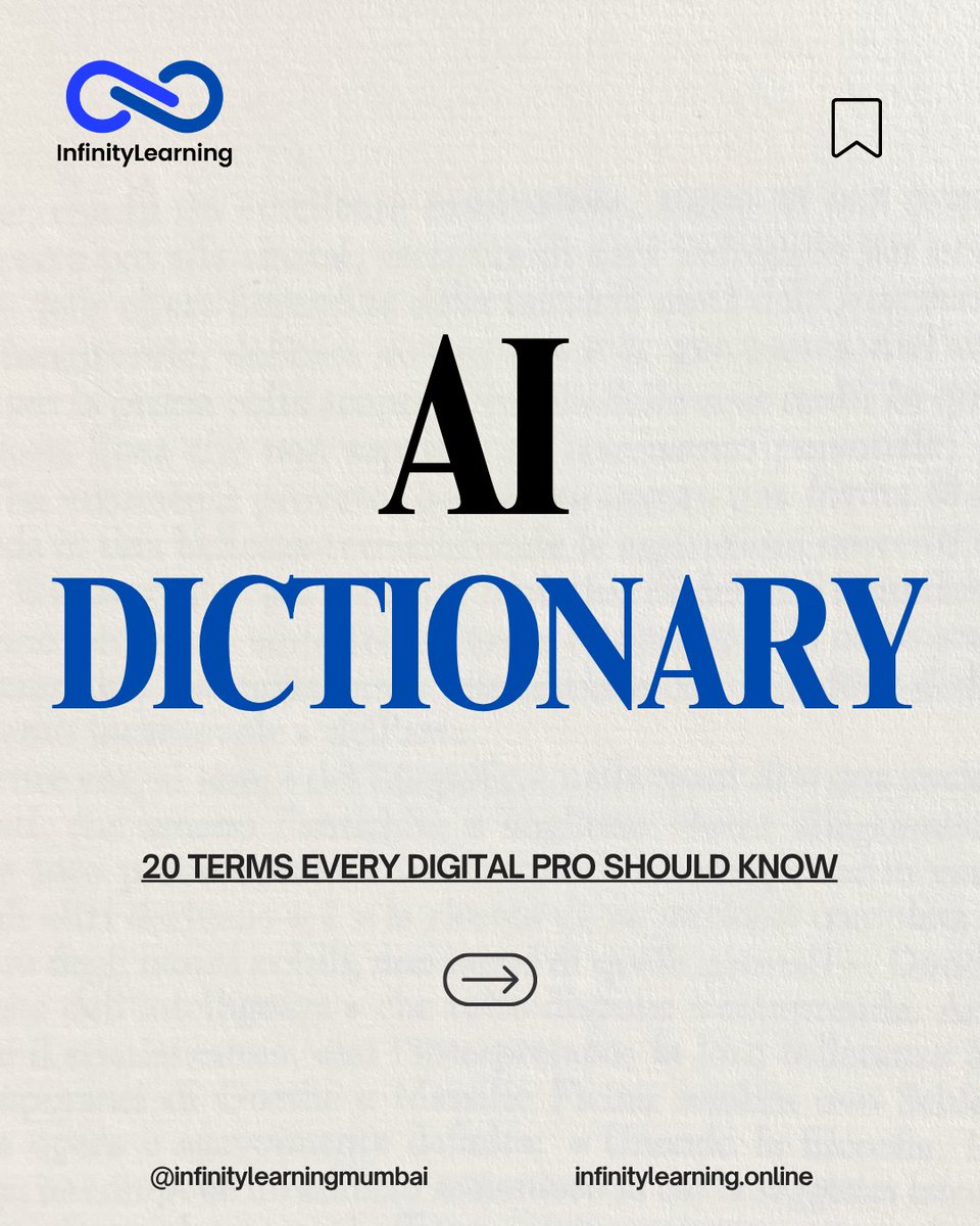 InfinityLearnMu's tweet image. AI DICTIONARY 2025: 20 Terms Every Digital Pro Should Know!

Website: : infinitylearning.online
Facebook: @inifinitylearningmumbai
Instagram: @inifinitylearningmumbai
X: @InfinityLearnMu 

#ArtificialIntelligence #DigitalMarketing #AIForMarketers #LLM #PromptEngineering