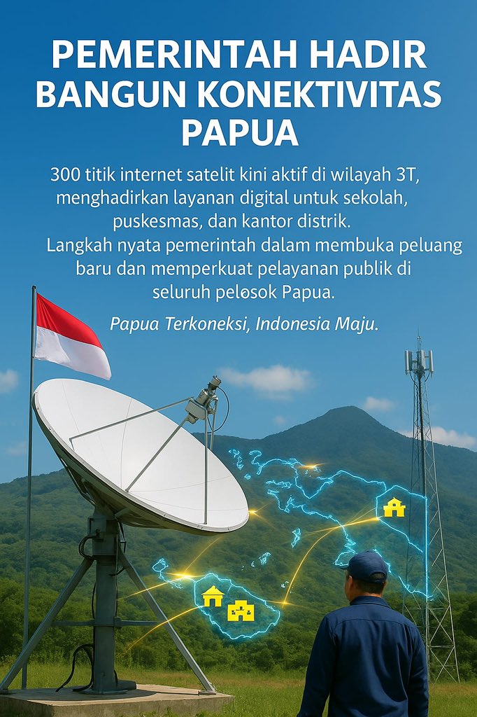 bentuk kepedulian pemerintah terhadap papua, pemerintah hadir untuk membangun konektivitas di papua. ada 300 titik internet yang telah aktif di wilayah 3T #DedikasiPresidenMajukanPapua