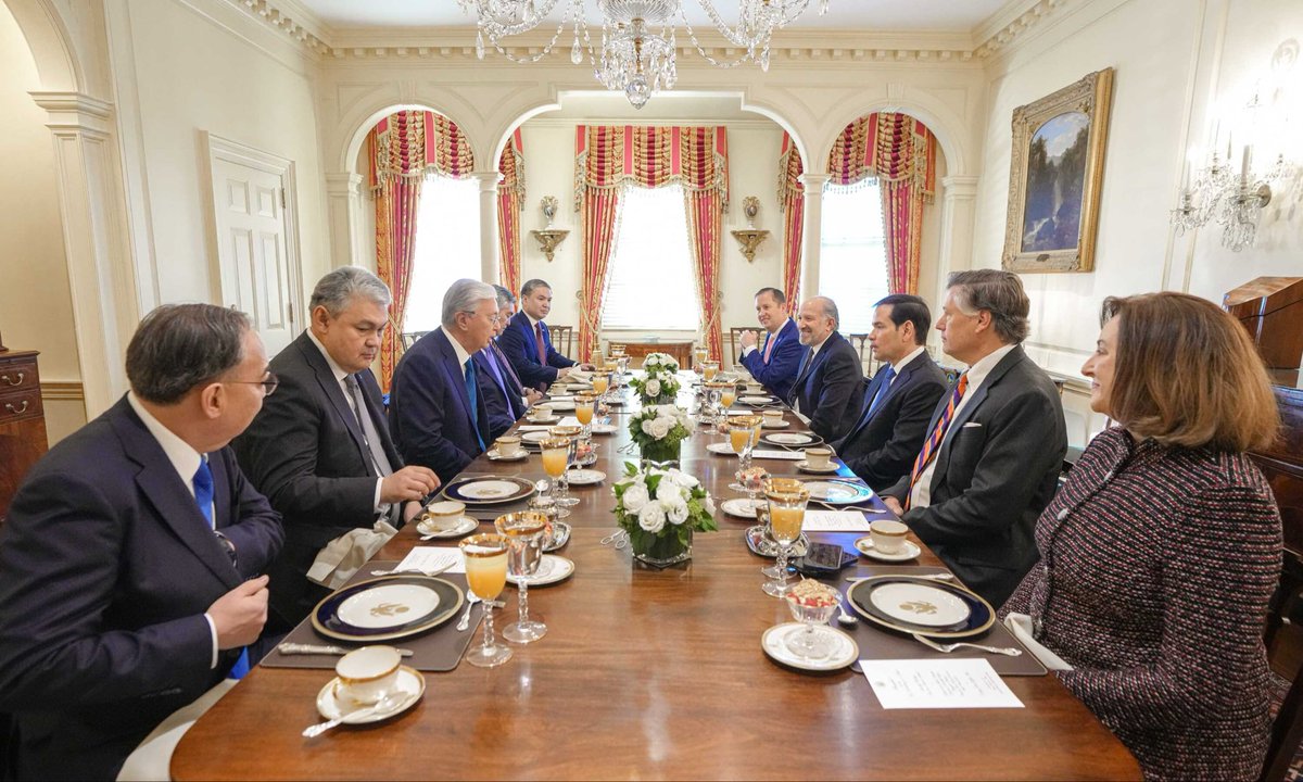 .<a href="/SecRubio/">Secretary Marco Rubio</a>: Было приятно встретиться с президентом Казахстана Токаевым, чтобы обсудить вопросы развития торговли, энергетической безопасности и технологических инноваций, а также укрепления стратегического партнерства между США и Казахстаном. 
Кроме того, мы очень гордимся