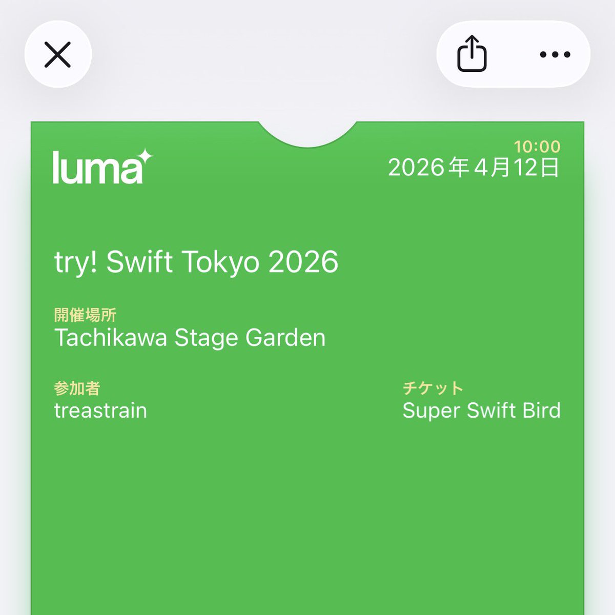 treastrain's tweet image. 🎫 ✅ #tryswift