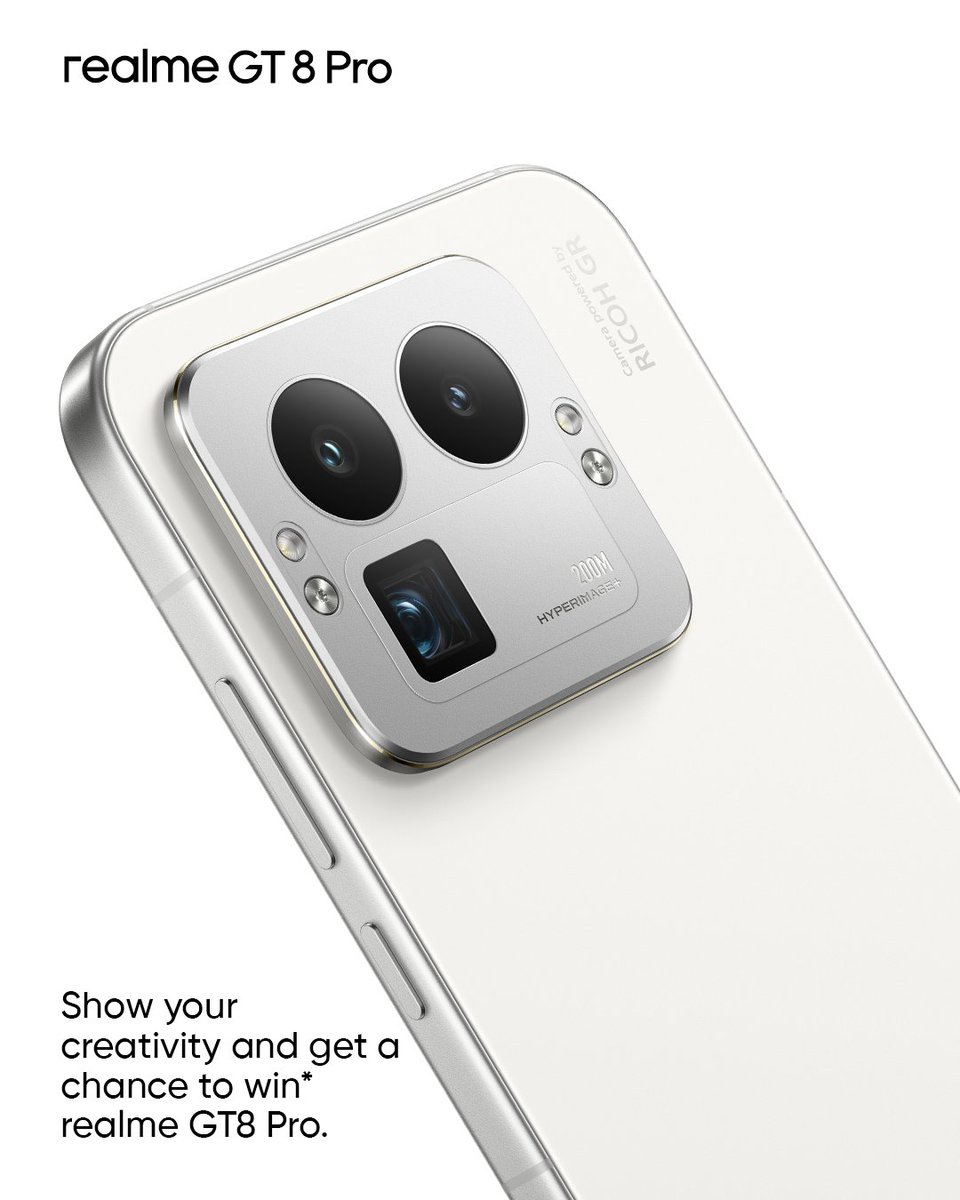 realmeIndia's tweet image. Think your creativity can outsmart the #realmeGT8Pro? 👀

Customize the realme GT8 Pro lens your way and show us your vibe.

Take a screenshot of the lens, try your favorite AI prompt, and share your entry with #MyGT8ProMood on your social handles or in the comments or the realme…
