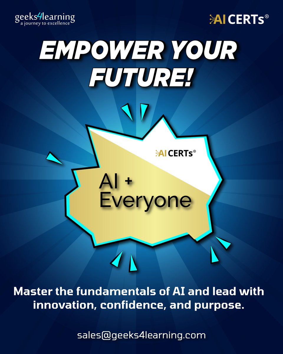 geeks4learning's tweet image. AI isn’t just for tech experts — it’s for everyone!

Start your AI journey today and lead with innovation and confidence.

🚀 Learn more at geeks4learning.com

#AIForAll #EmpowerYourFuture #LearnWithGeeks4Learning #geeks4learning #AICerts