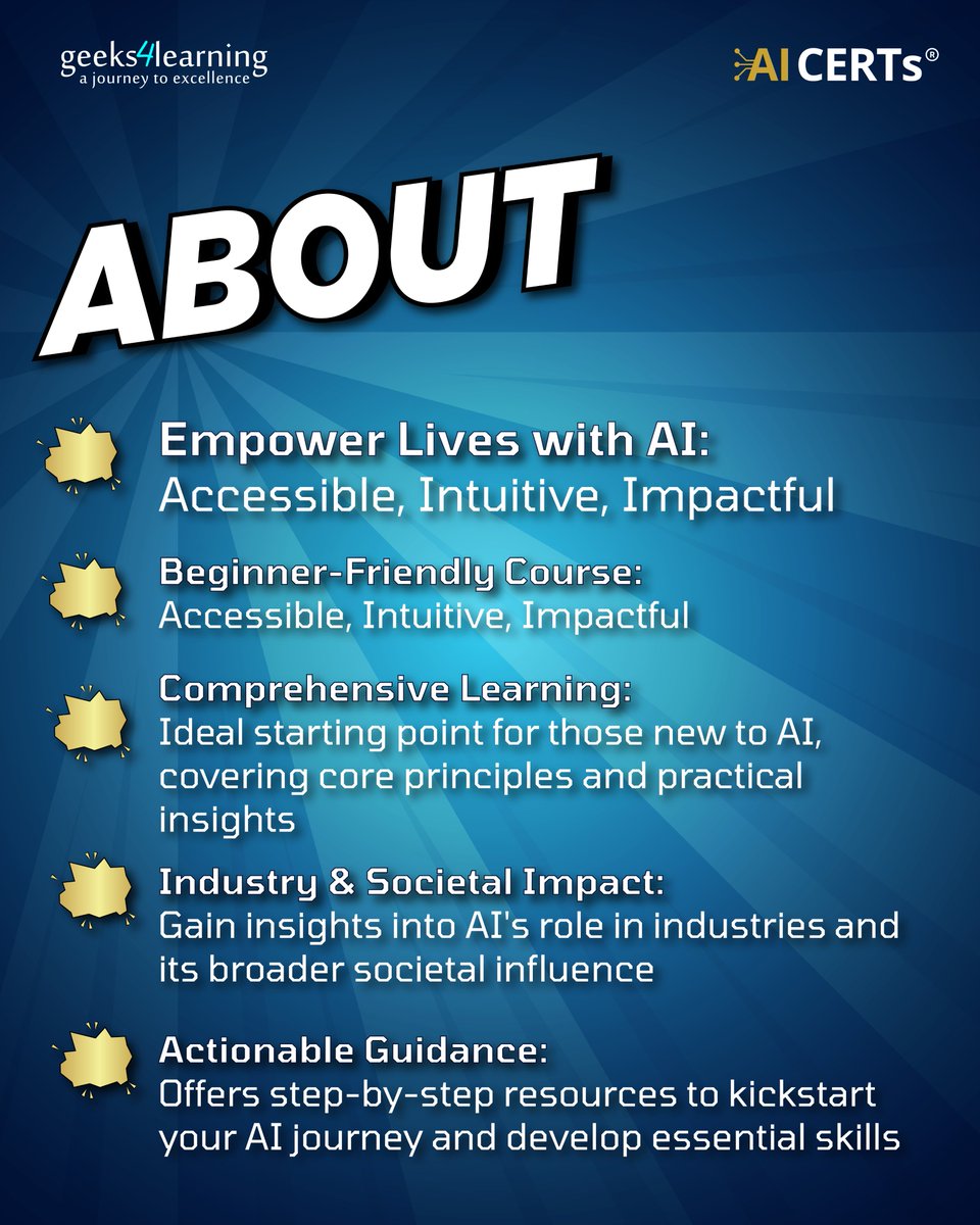 geeks4learning's tweet image. AI isn’t just for tech experts — it’s for everyone!

Start your AI journey today and lead with innovation and confidence.

🚀 Learn more at geeks4learning.com

#AIForAll #EmpowerYourFuture #LearnWithGeeks4Learning #geeks4learning #AICerts